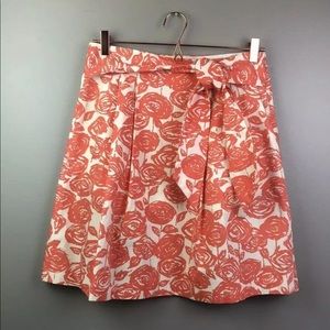 J Crew Floral Skirt Roses Coral White